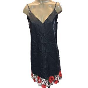 Zara Vegan Dress with Red Floral Accents